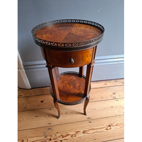 367 - Theodore Alexander round Birdseye 2 tier side table