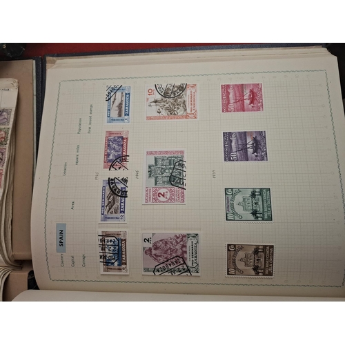 113 - 6 Stamp albums with large collection of various world stamps. One album blank