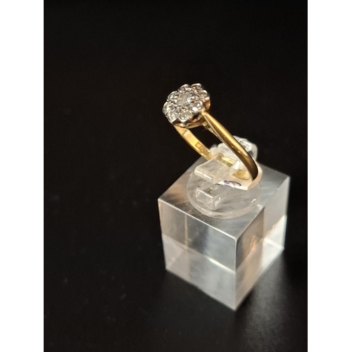 15 - 18ct gold diamond cluster ring size p. 2.5 grams