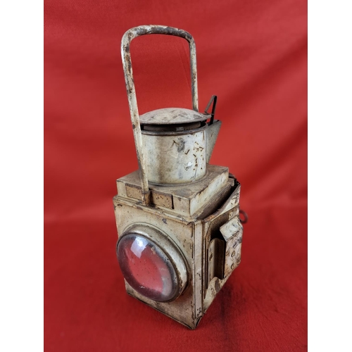 171 - Vintage BR signal lamp in white with double bulls eye lenses. Height 47cm Width 25cm.