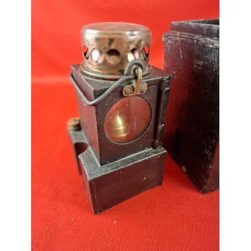 173 - Vintage hinged railway lamp by The Lamp Manufacturing Company London. Height 29cm Width 16cm