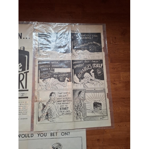 195 - 5 x vintage Exide posters 82x56cm each