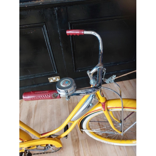 203 - Vintage Columbia cruiser step through bicycle in striking yellow made by The Westfield MFG. Co Westf... 