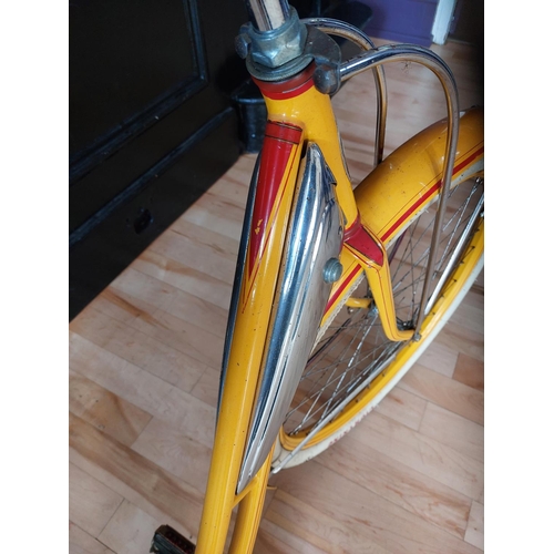 203 - Vintage Columbia cruiser step through bicycle in striking yellow made by The Westfield MFG. Co Westf... 