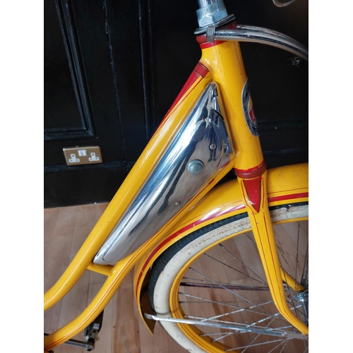 203 - Vintage Columbia cruiser step through bicycle in striking yellow made by The Westfield MFG. Co Westf... 