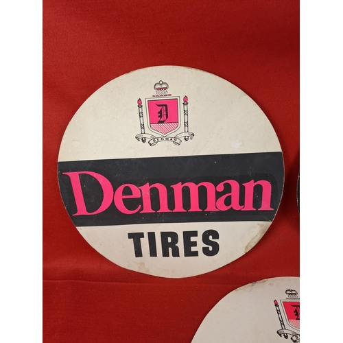 221 - 3 Denman Tires shop display cardboard signs.