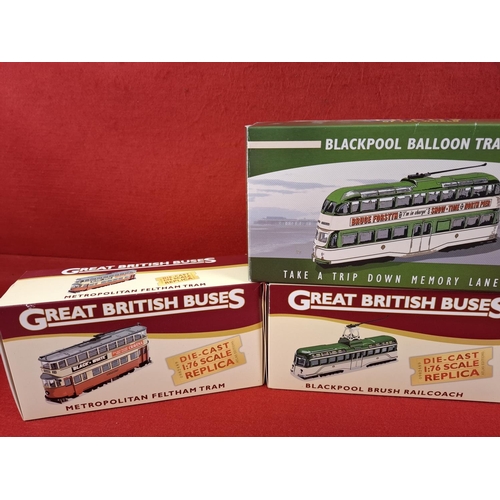 236 - 4 x Atlas Editions trams including Blackpool Balloon Tram all boxed