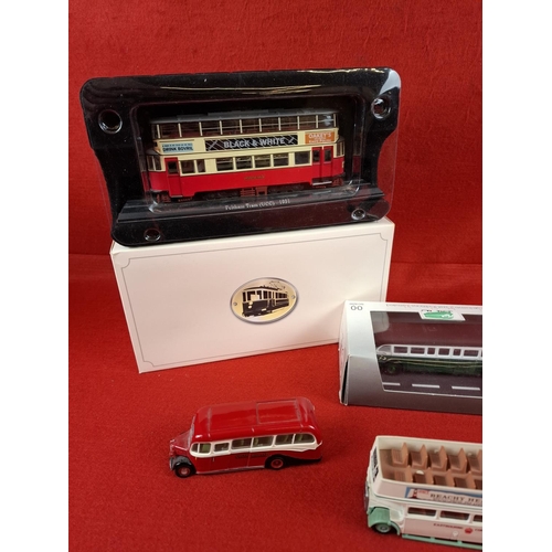 238 - Collection of various die cast buses and trams mixed makers