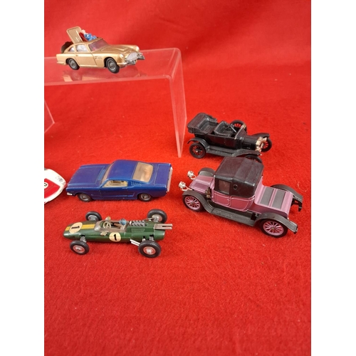 247 - Collection of Corgi die cast cars including James Bond DB5 in full working order and figures.