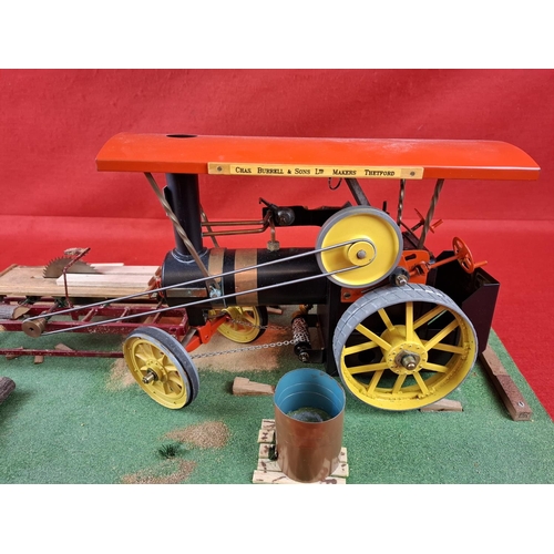 258 - Vintage Mamod steam engine diorama of timber cutting.