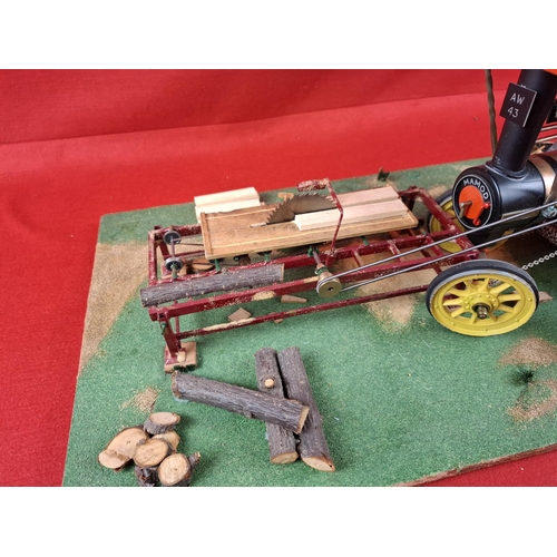 258 - Vintage Mamod steam engine diorama of timber cutting.