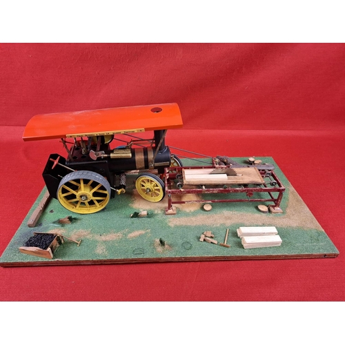 258 - Vintage Mamod steam engine diorama of timber cutting.