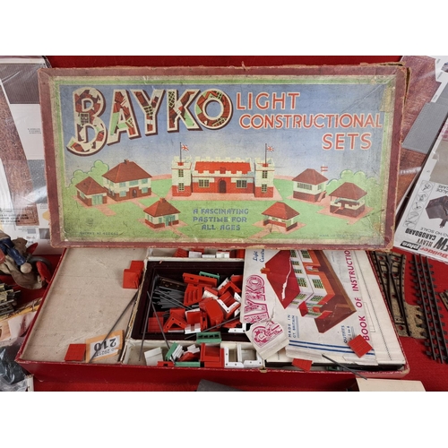 260 - Collection of vintage toys including OO railway & Bayko set