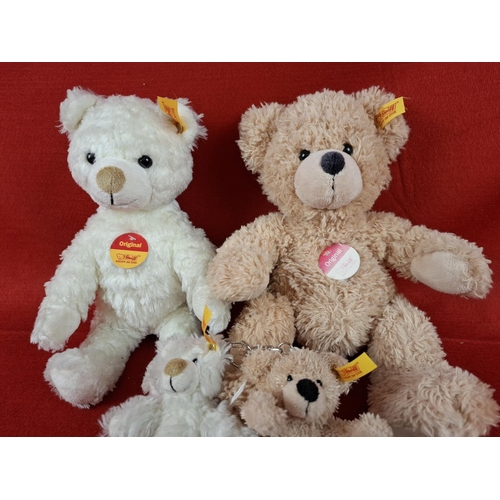 262 - 4 official Steiff teddybears 2 x teddys & 2 x keyrings