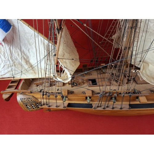 270 - Large wooden model of French frigate no base. Height 35