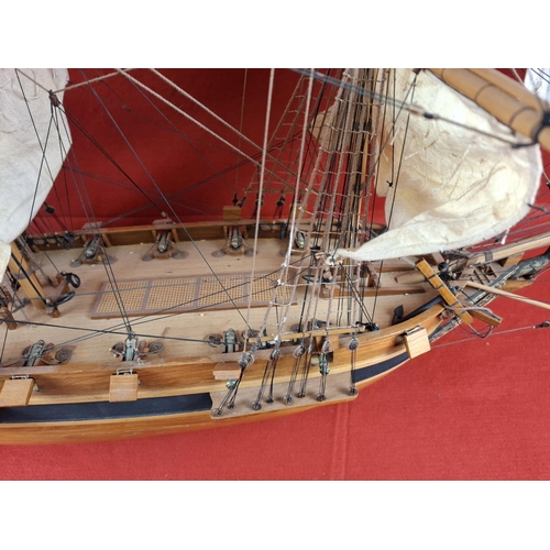 270 - Large wooden model of French frigate no base. Height 35