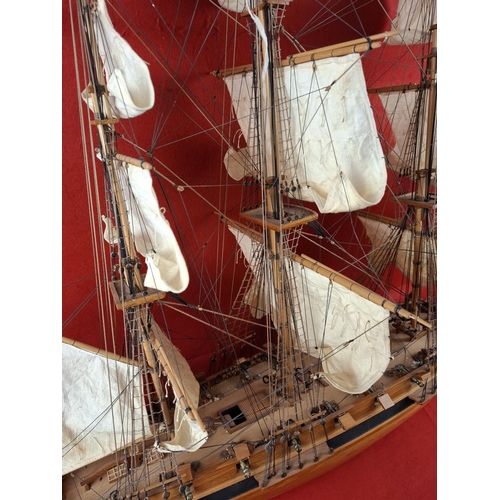 270 - Large wooden model of French frigate no base. Height 35