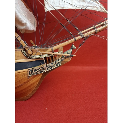 270 - Large wooden model of French frigate no base. Height 35