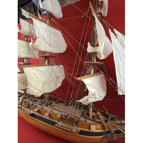 270 - Large wooden model of French frigate no base. Height 35