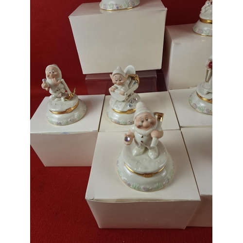 275 - Superb collection of Lenox Disney Snow White porcelain treasure boxes including charms. Highly colle... 