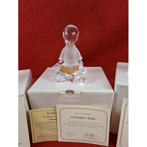 278 - 3 Lenox Disney crystal Winnie the Pooh Figurines featuring Crystal Roo,Christopher Robin and Flutter... 