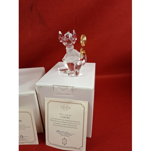 278 - 3 Lenox Disney crystal Winnie the Pooh Figurines featuring Crystal Roo,Christopher Robin and Flutter... 