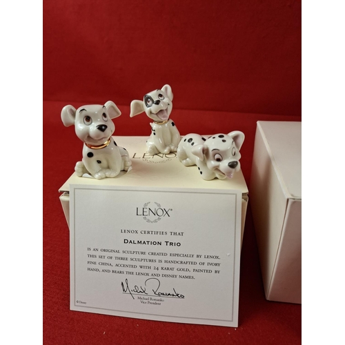 280 - 4 Lenox Disney fine china figures featuring Dalmation Trio,Sorcerers Apprentice,Piglets Clean Sweep ... 