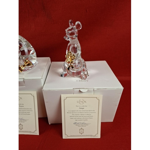 286 - 3 Lenox Disney crystal Winnie the Pooh figurines featuring Winnie the Pooh, Eeyore, & Kanga