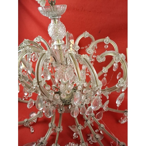 296 - Vintage crystal chandelier in need of attention Height 59cm approx Width 95cm approx.