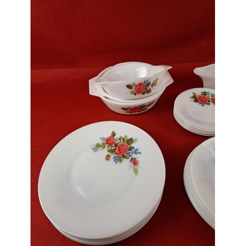 305 - Pyrex vintage Cottage Rose dinner service