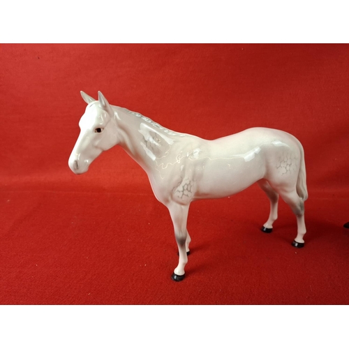 309 - 4 x beswick animal figurines including Arab Palomino, grey stallion, Shetland pony & donkey