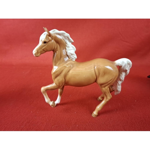 309 - 4 x beswick animal figurines including Arab Palomino, grey stallion, Shetland pony & donkey