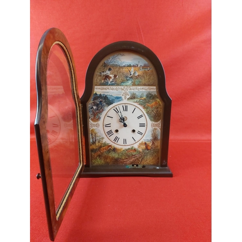 352 - Mantle clock with countryside scenes to the face.