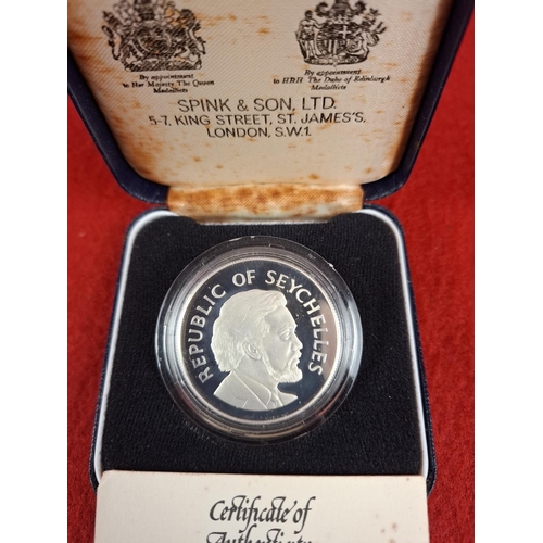 92 - 1977 Silver proof Republic of Seychelles 25 rupees crown