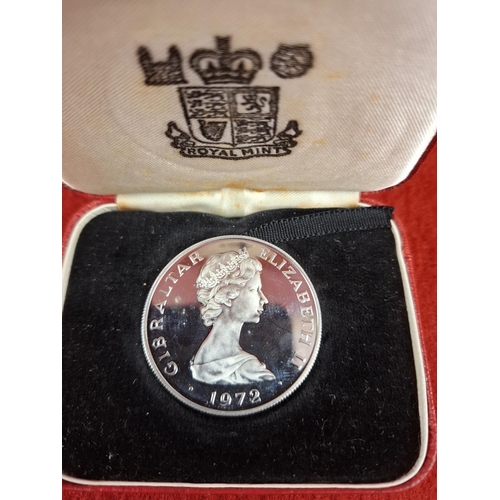 93 - 1972 Silver proof Gibraltar Silver wedding anniversary crown