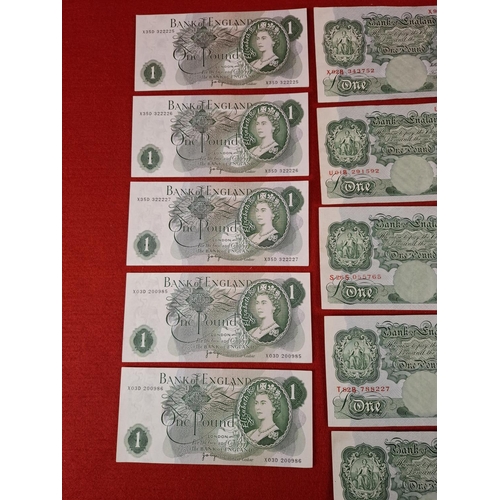 97 - Collection of old English/British bank notes some in sequential order.