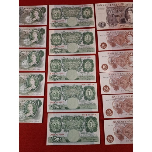 97 - Collection of old English/British bank notes some in sequential order.