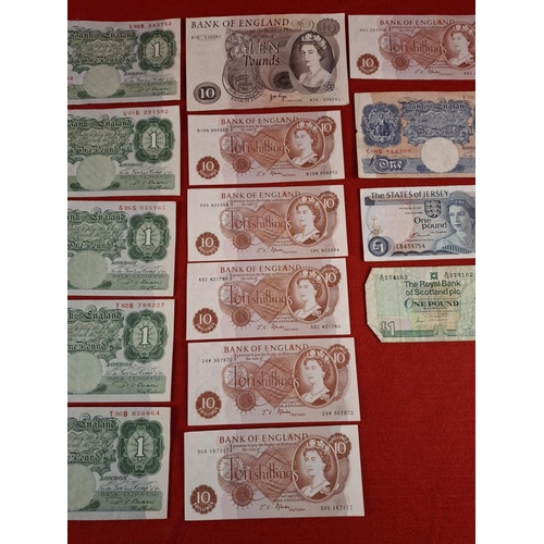 97 - Collection of old English/British bank notes some in sequential order.