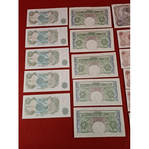 97 - Collection of old English/British bank notes some in sequential order.