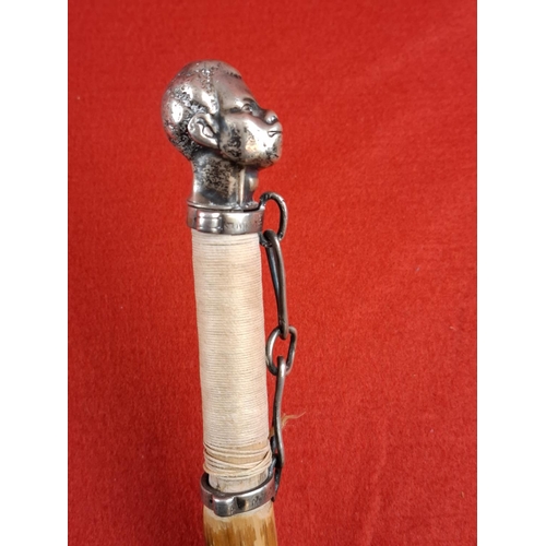 142 - Very possibly a unique one off silver hallmarked walking stick. Dated 1856 and also enscribed 