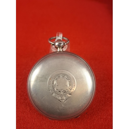 147 - Silver Birmingham hallmarked pocket watch by Waltham dated 1883. Total weight 110 grams