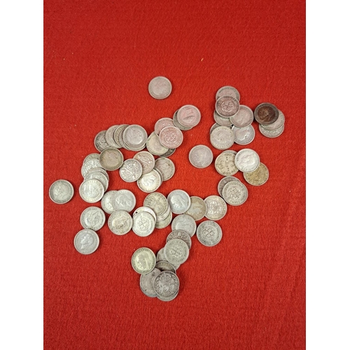 188 - Collection of half silver 3 pence coins 95 grams