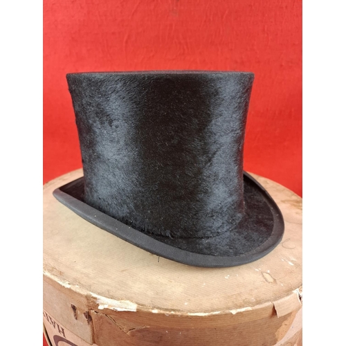 212 - Vintage beaver fur Top Hat by J&J Matthews Stratford.