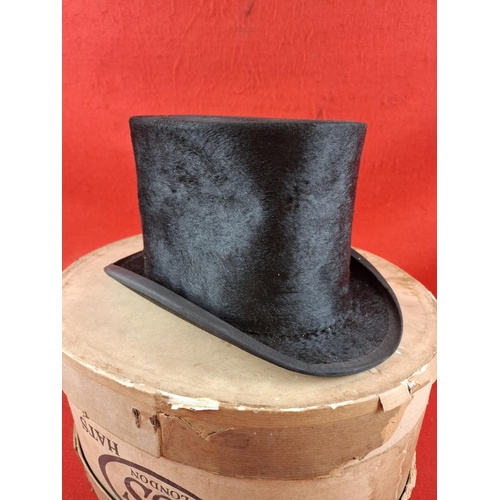 212 - Vintage beaver fur Top Hat by J&J Matthews Stratford.