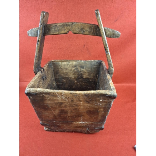 220 - Antique oriental rice/farmers bucket interesting piece.