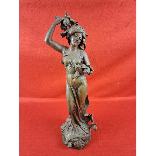 222 - Art nouveau spelter lamp base signed 