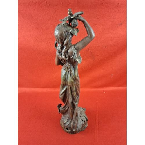 222 - Art nouveau spelter lamp base signed 