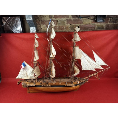 230 - Large wooden model of French frigate no base. Height 35