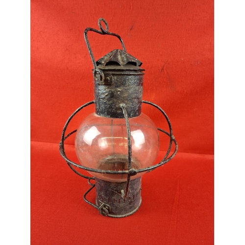 234 - 19th century nautical ships windproof lamp Height 46cm Width 26cm.