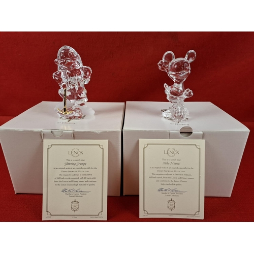 273 - 2 Lenox Disney crystal figurines featuring Hello Minnie and Glittering Grumpy.